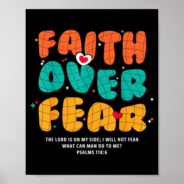 Faith Over Fear Christian Religious Groovy Men Wom Poster (Front)