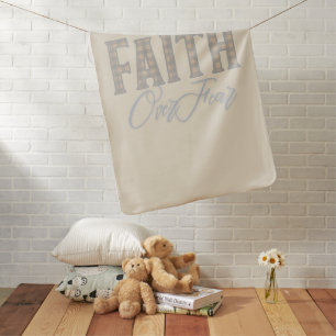 Faith Over Fear Christian Typography Design Baby Blanket