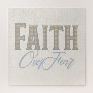 Faith Over Fear Christian Typography Design Jigsaw Puzzle