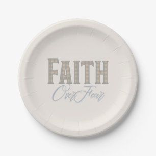 Faith Over Fear Christian Typography Design Paper Plates