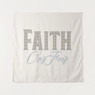 Faith Over Fear Christian Typography Design Tapestry