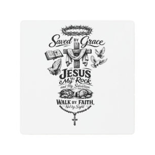 Faith Over Fear Christian Vintage Design Metal Print