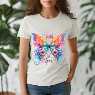 Faith Over Fear Colorful Butterfly IllustraT-Shirt Tri-Blend Shirt