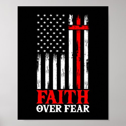 Faith Over Fear Cool Christian Flag Cross Poster