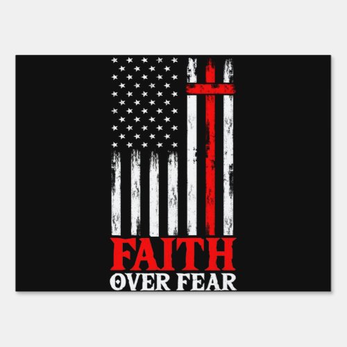 Faith Over Fear Cool Christian Flag Cross Sign