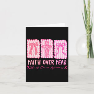 Faith Over Fear Coquette Bow Plaid Breast Cancer A Card