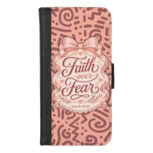 Faith Over Fear Coquette Christian Pink Girly Gift iPhone 8/7 Wallet Case