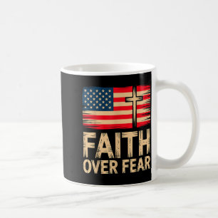 Faith Over Fear Cross American Flag Coffee Mug