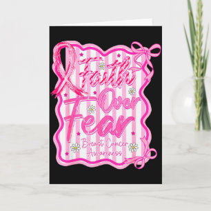 Faith Over Fear Cross Breast Cancer Awareness Chri Card