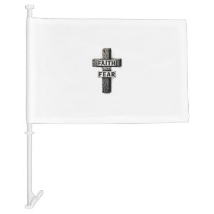 Faith Over Fear Cross Vintage Engraving Shirt (1) Car Flag