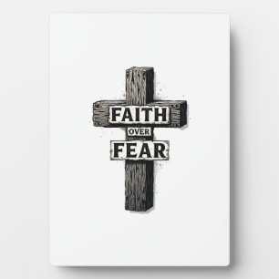 Faith Over Fear Cross Vintage Engraving Shirt (1) Plaque