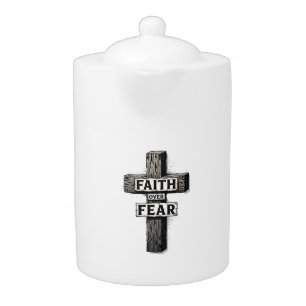 Faith Over Fear Cross Vintage Engraving Shirt (1) Teapot