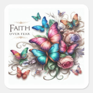 "Faith Over Fear" Elegant Butterfly Stickers -