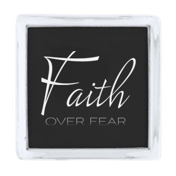 Faith Over Fear Encouragement In White Silver Finish Lapel Pin by CandiCreations at Zazzle