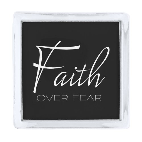 Faith Over Fear Encouragement in White Silver Finish Lapel Pin
