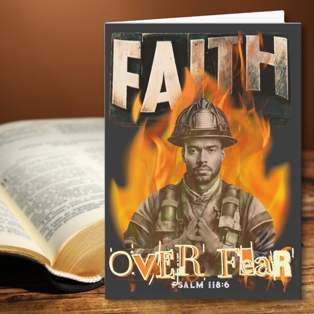 Faith Over Fear Firefighter Christian Card (Creator Uploaded)