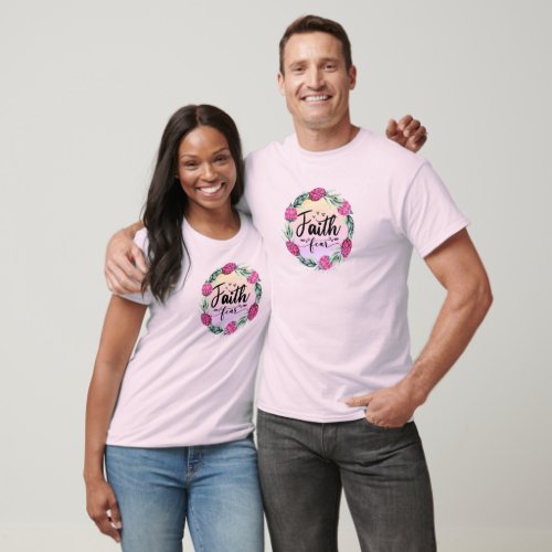 Faith over Fear Floral wreath colorful circle T_Sh T_Shirt