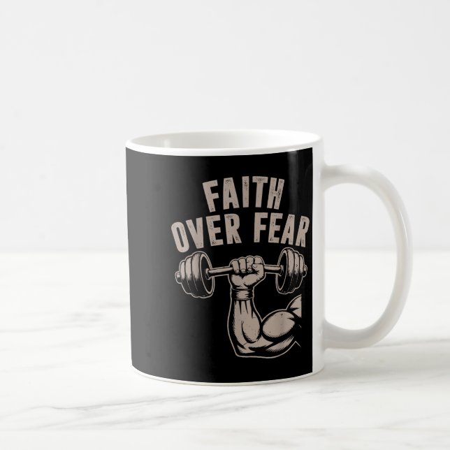 Faith Over Fear Funny Christian Workout Gym Jesus  Coffee Mug (Right)