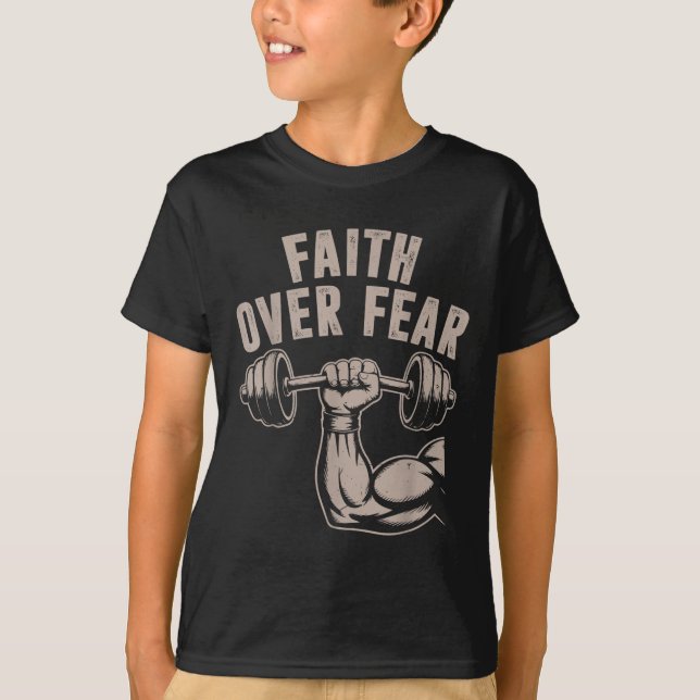Faith Over Fear Funny Christian Workout Gym Jesus  T-Shirt (Front)