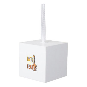 Faith Over Fear Giraffe Vintage Christian Shirt_1 Cube Ornament