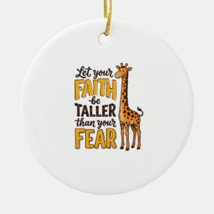 Faith Over Fear Giraffe Vintage Christian Shirt De Ceramic Ornament