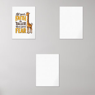 Faith Over Fear Giraffe Vintage Christian Shirt De Wall Art Sets