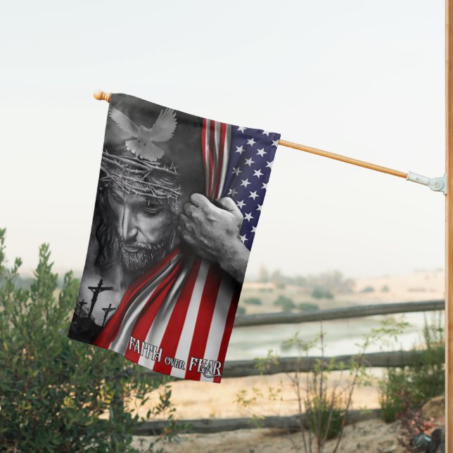 Faith Over Fear God Jesus Flag (Insitu (Back))