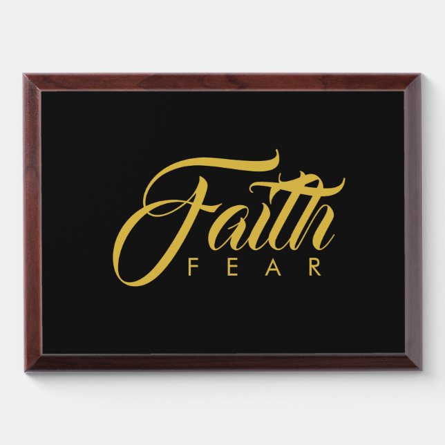 Faith Over Fear Gold and Black Award Plaque (Horizontal)