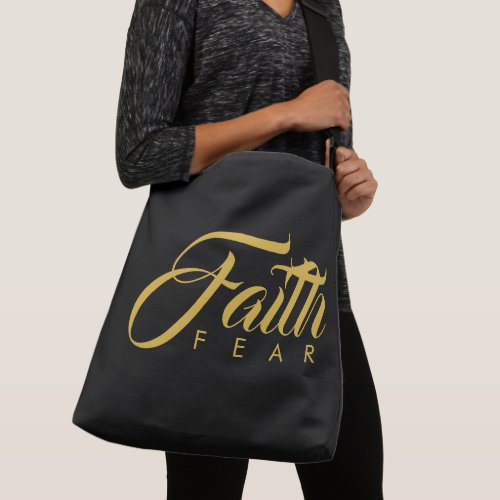 Faith Over Fear Gold and Black Crossbody Bag