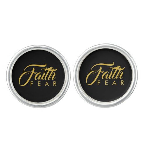 Faith Over Fear Gold and Black Cufflinks