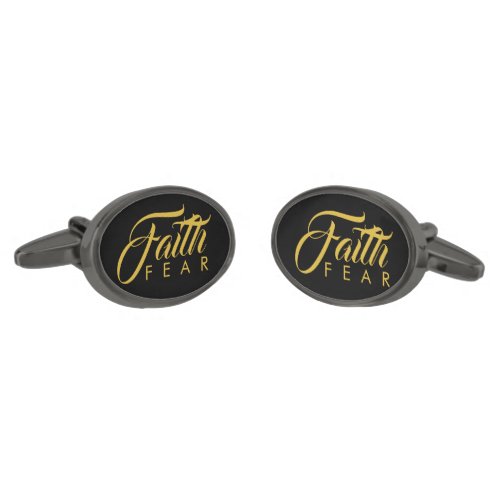 Faith Over Fear Gold and Black Cufflinks