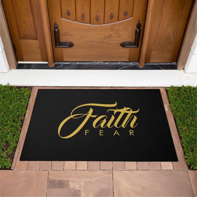 Faith Over Fear Gold and Black Doormat (Outdoor)