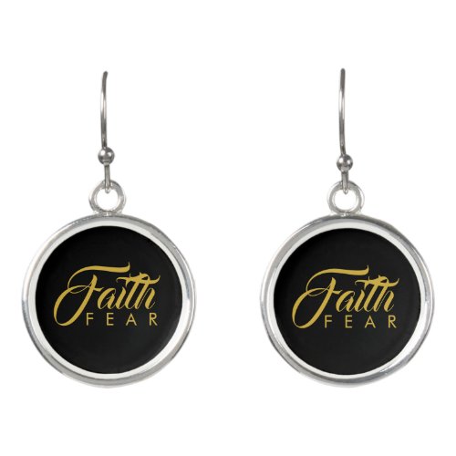 Faith Over Fear Gold and Black Earrings