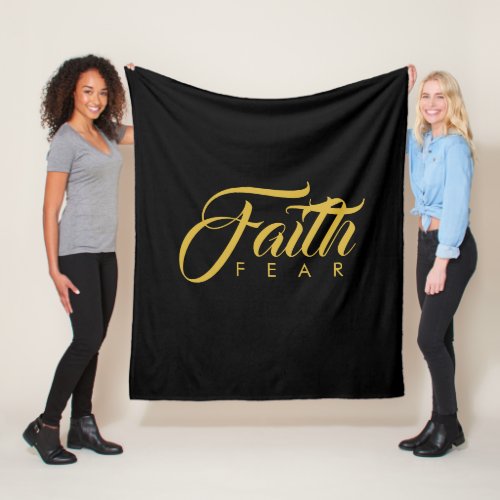 Faith Over Fear Gold and Black Fleece Blanket