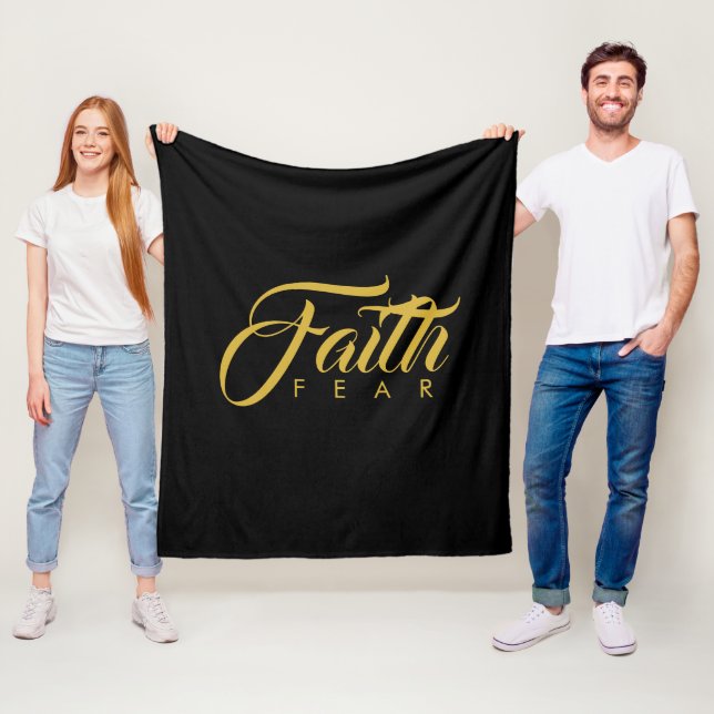 Faith Over Fear Gold and Black Fleece Blanket (In Situ)