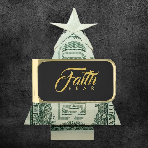 Faith Over Fear Gold and Black Gold Finish Money Clip