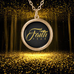 Faith Over Fear Gold and Black Gold Plated Necklace<br><div class="desc">Visual wordplay text design with the first line in a strong beautiful font printed in bold above the second line of small wide-spaced letters. Keep the inspirational saying 'Faith Over Fear' for a gift of encouragement, or use the text template to create a new inspiring quote. Edit to change the...</div>