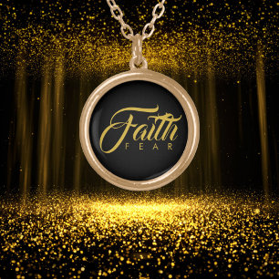 Faith Over Fear Gold and Black Gold Plated Necklace