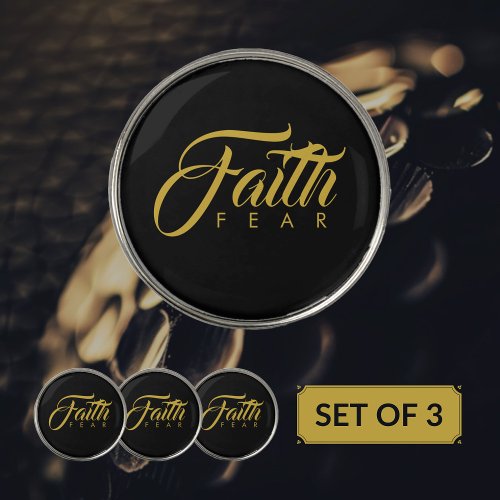 Faith Over Fear Gold and Black Golf Ball Marker