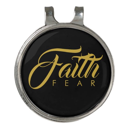 Faith Over Fear Gold and Black Golf Hat Clip