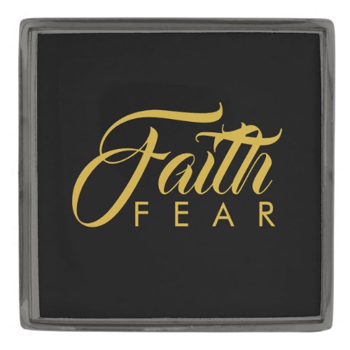 Faith Over Fear Gold and Black Gunmetal Finish Lapel Pin