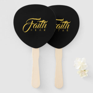 Faith Over Fear Gold and Black Hand Fan