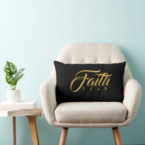 Faith Over Fear Gold and Black Lumbar Pillow