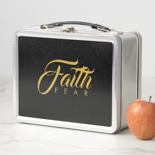 Faith Over Fear Gold and Black Metal Lunch Box