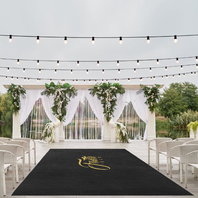 Faith Over Fear Gold and Black Outdoor Rug (Insitu (Wedding 1))