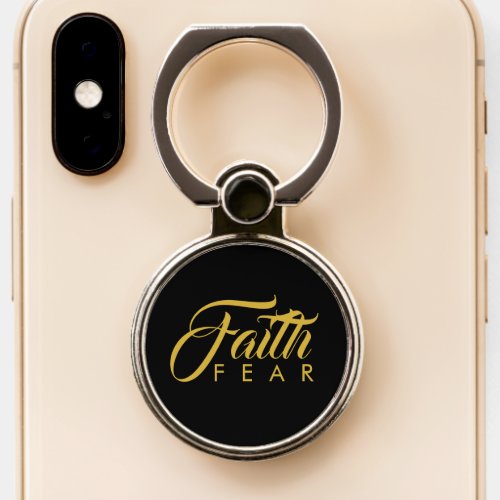 Faith Over Fear Gold and Black Phone Ring Stand