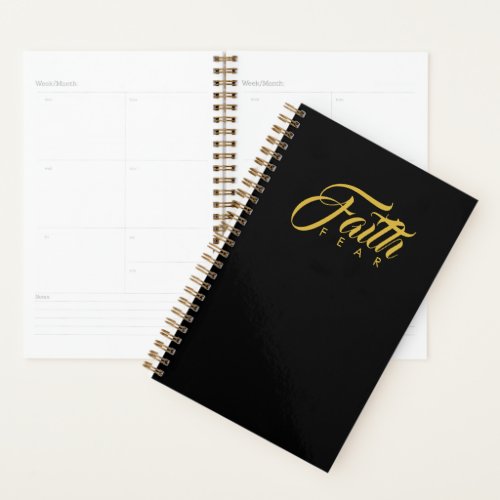 Faith Over Fear Gold and Black Planner