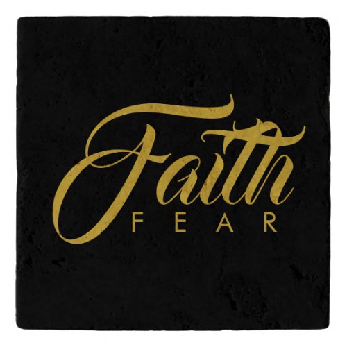 Faith Over Fear Gold and Black Trivet