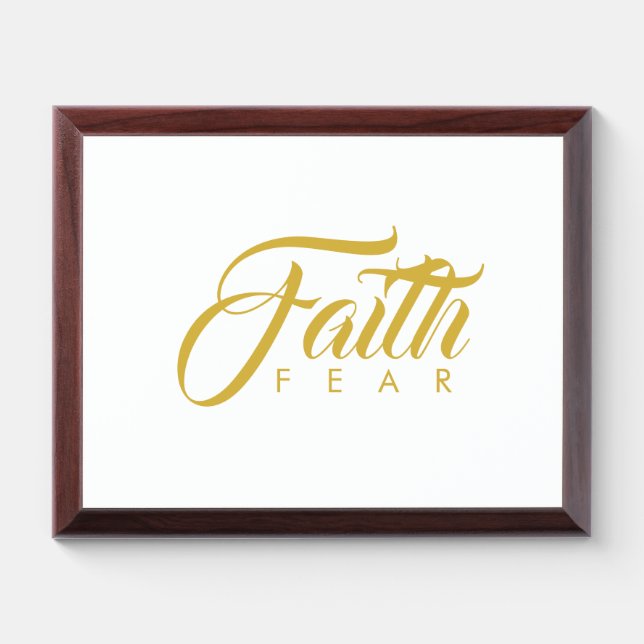 Faith Over Fear Gold and White Award Plaque (Horizontal)