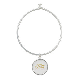 Faith Over Fear Gold and White Bangle Bracelet